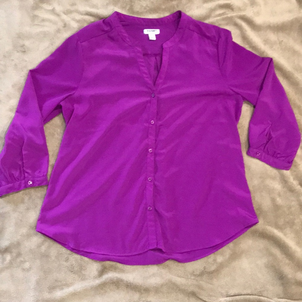 NIC+ZOE Purple Button-Front Blouse